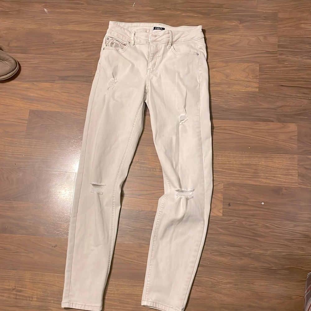 white straight leg jeans.